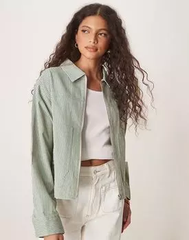 Куртка из твила в полоску с воротником ASOS DESIGN