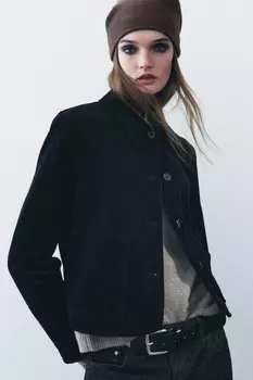 Куртка из вельвета ZARA, черный