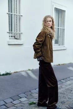 Куртка из вельвета ZARA, коричневый