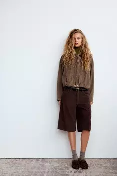 Куртка из вельвета ZARA, светло-коричневый