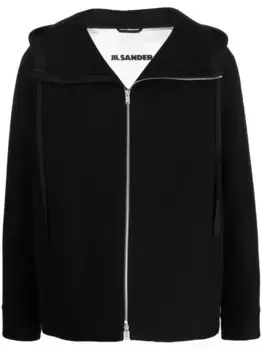 Куртка из вирджинской шерсти с капюшоном JIL SANDER, черный