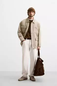Куртка из выталенного канваса ZARA, песок