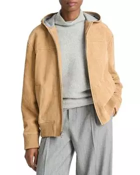 Куртка из замши с капюшоном Vince, коричневый/бежевый