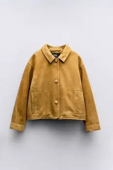 Куртка из замши ZARA, цвет brandy