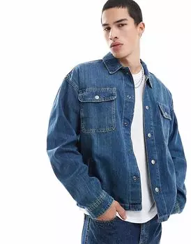 Куртка Jack & Jones свободного кроя из денима средне-синего цвета