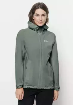 Куртка Jack Wolfskin для активного отдыха "PACK & GO SHELL W", с капюшоном, зеленый