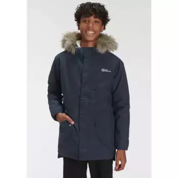 Куртка Jack Wolfskin для отдыха на открытом воздухе «COSY BEAR JACKET K», с капюшоном, длинная, утепляющая детская парка классического дизайна, цвет night blue