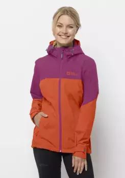 Куртка Jack Wolfskin для отдыха "WEILTAL 2L JKT W", с капюшоном, оранжевый