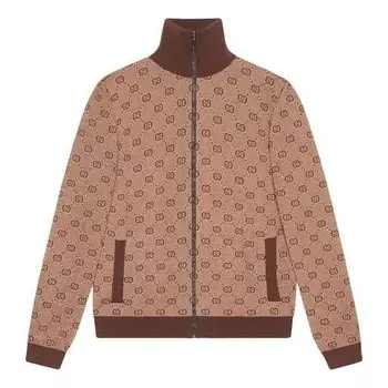 Куртка jacquard knit pilot jacket coat male brown Gucci, коричневый