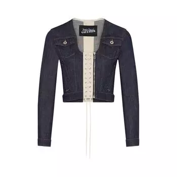 Куртка Jean Paul Gaultier Denim Jacket With Lacing Detail 'Indigo/Beige', синий