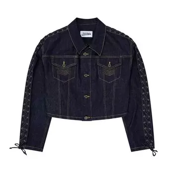 Куртка Jean Paul Gaultier Flowers Oversized Cropped Denim Jacket Indigo, синий