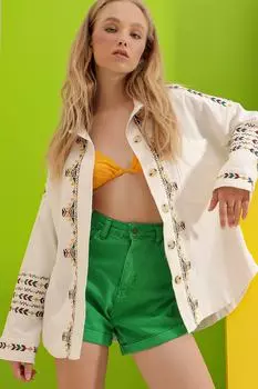 Куртка - Экрю - Классический крой Trend Alaat Stili, экрю