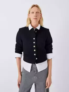 Куртка John Lewis Crop Military Wool Blend, черный