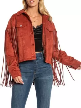 Куртка Juicy Couture из искусственной кожи с бахромой trucker, picante