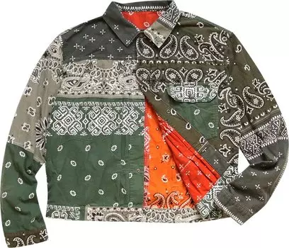 Куртка Kapital Flannel Reversible Bandana 1st Jacket 'Khaki/Orange', загар