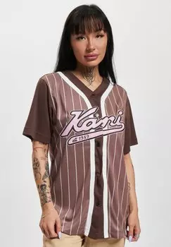 Куртка Karl Kani БЕЙСБОЛ VARSITY BLOCK PINSTRIPE, цвет taupe brown white
