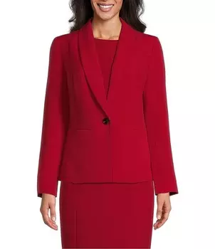 Куртка Kasper из эластичного крепа с отложным воротником и длинными рукавами на пуговицах спереди, красный