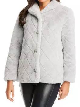 Куртка Kate Spade New York рифленая из искусственного меха, светло-серый