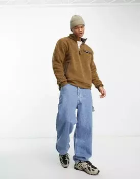 Куртка Kavu Calawah из ткани тедди с высоким ворсом и флисом коричневого цвета с короткой молнией 1/4