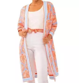 Куртка-кимоно из поликрепа - Indian Summer в цвете барвинок/оранжевый GRETCHEN SCOTT