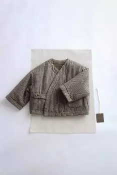 Куртка-кимоно в стиле гингем ZARA, темный хаки