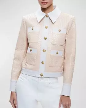 Куртка Kinley из тканой веганской кожи Alice + Olivia, цвет Almondoff White