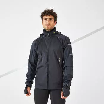 Куртка Kiprun Warm Men's Running Windproof Water-repellent, черный/серый (Размер М)