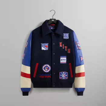 Куртка Kith for the New York Rangers Wool Leather Varsity Jacket, черный