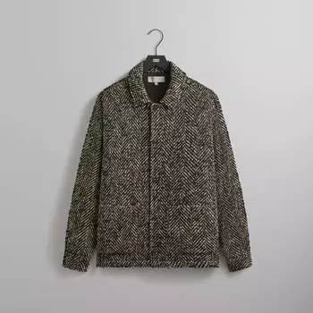 Куртка Kith Oversized Herringbone Boxy Collared Overshirt, черный