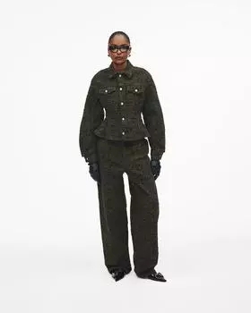 Куртка-клеш с потертостями и монограммой Marc Jacobs, цвет Kelp/Black