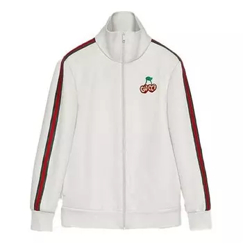 Куртка knitted bead cotton zip jacket for white Gucci, белый