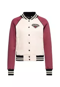 Куртка колледжа с вышивкой Diamonds на спине QUEEN KEROSIN, цвет Ecru