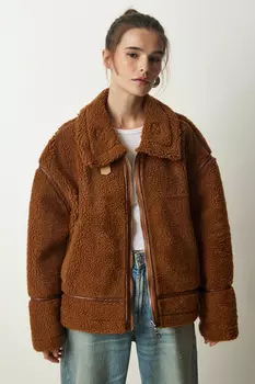 Куртка - Коричневый - Классический крой Happiness stanbul, коричневый