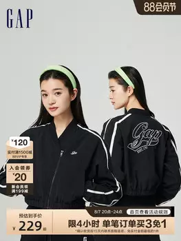 Куртка короткая Gap с логотипом контрастного цвета, черный