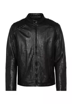 Куртка косуха, кожа, воротник стойка, мужская Manguun, черный