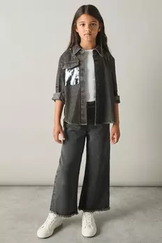 Куртка Kourtney из хлопка шамбре с пайетками Reiss, серый
