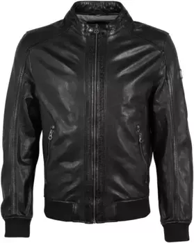 Куртка кожаная цыганская "GMGrahan W24", на молнии, воротник стойка, трикотажные манжеты Gipsy, черный