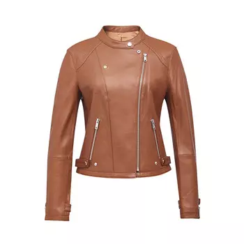 Куртка кожаная Deep Breath с воротником-стойкой, хаки