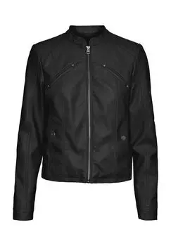 Куртка кожаная, воротник стойка, женская VERO MODA, черный