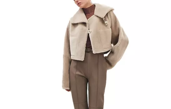 Куртка кожаная женская Hermes, хаки