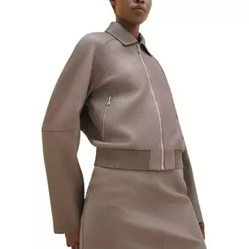 Куртка кожаная женская Hermes, серый
