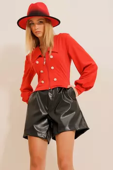 Куртка - Красный - Классический крой Trend Alaat Stili, красный