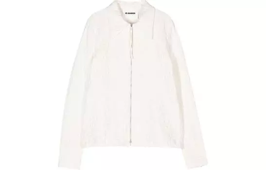 Куртка-куртка-рубашка с застежкой-молнийй и мятым узором JIL SANDER, Cream