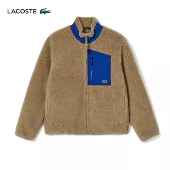 Куртка Lacoste с воротником-стойкой на молнии, песочный/синий