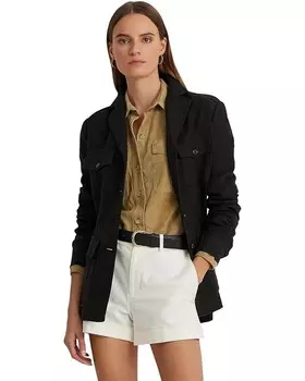 Куртка LAUREN Ralph Lauren Belted Cotton-Linen Herringbone, черный