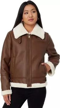 Куртка LAUREN Ralph Lauren Faux Shearling with Notch Collar, цвет Dark Cuoio