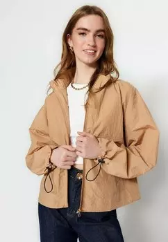 Куртка легкая Trendyol с затяжками, бежевый