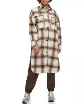 Куртка Levi's Long Length Wool Blend Shirt, цвет Brown Plaid