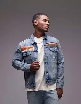 Куртка Levi's Trucker с живописной вышивкой, свободный крой, полустираемая, комплект