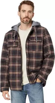 Куртка Levi's Washed Cotton Shirt Jacket with A Jersey Hood and Sherpa Lining, цвет Brown Plaid